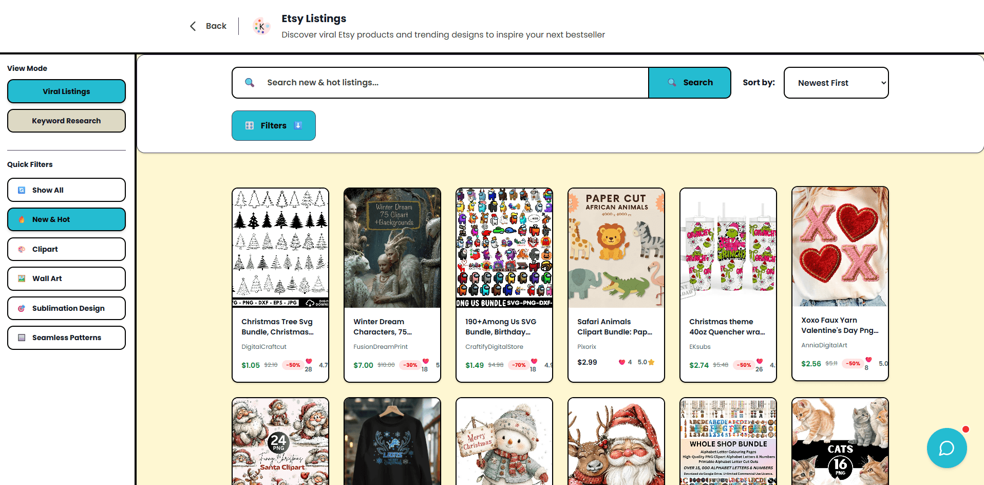 Screenshot of viral Etsy listings